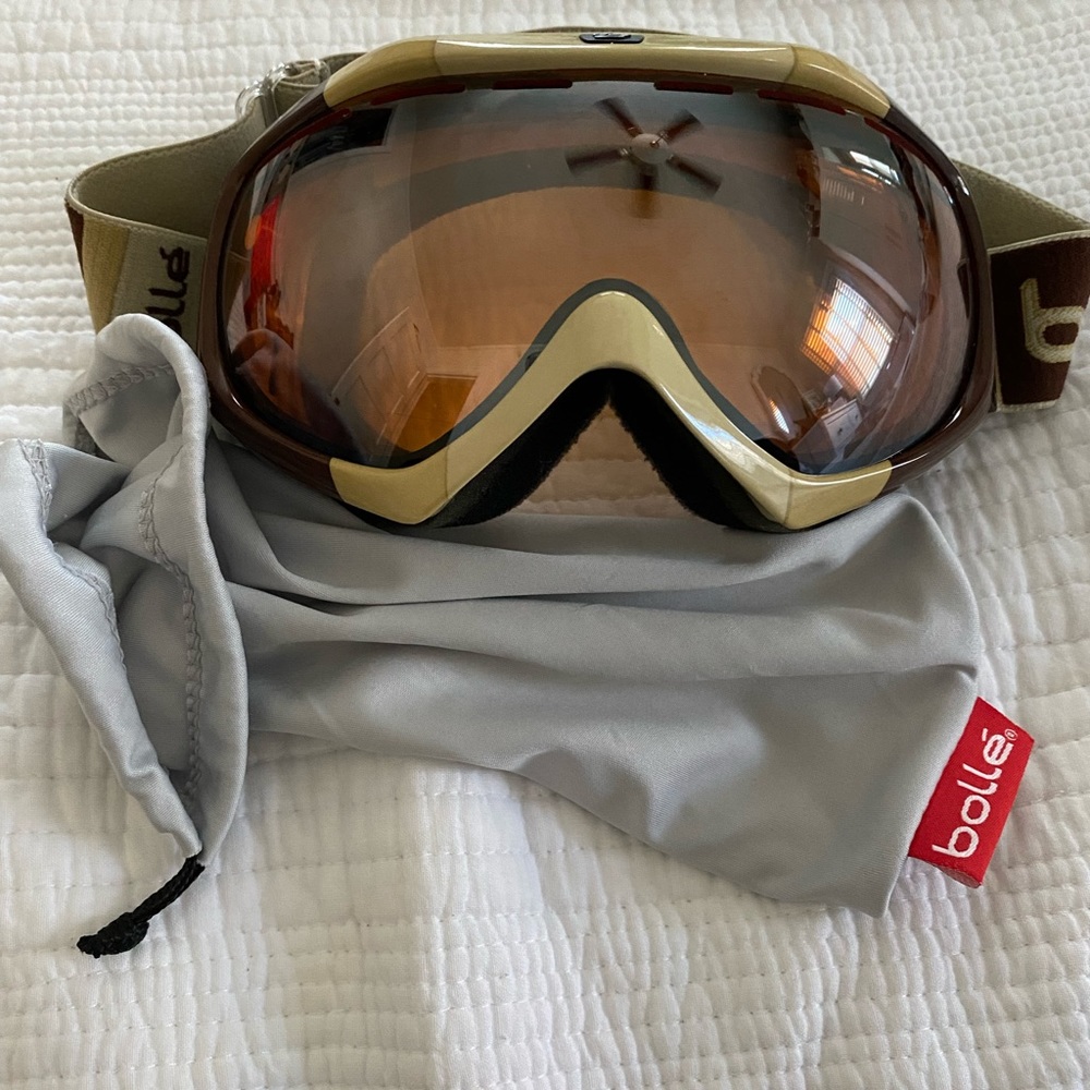 Bolle Ski Goggles, brown and cream